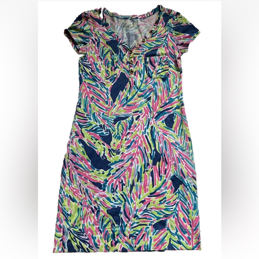 Lilly Pulitzer palmira dress XXS Indigo palm reader pattern. Style 12288